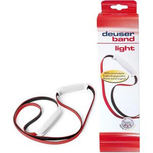 Deuser Fitnessband Band Light, leicht, 1 m x 1,5 cm, bis 7,2kg Widerstand, rot/schwarz, Loop aus Latex, mit Griffen