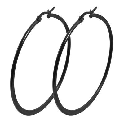 Paar Creolen ADELIA´S "Ohrringe – Creole aus Edelstahl", Damen, Gr. Damen, Edelstahl, schwarz, Ohrringe, Ideal zum Verschenken – schlicht und stilvoll