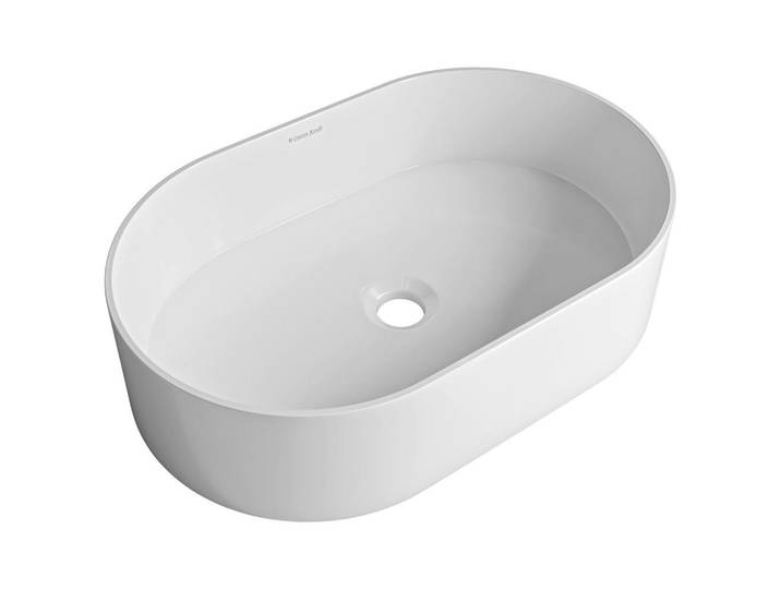 Dieter Knoll Waschbecken, Weiss, Stein, 55x14x35 cm, Made in EU, Permanentablauf notwendig, Waschbecken ohne Überlaufloch, Badezimmer, Waschbecken & Armaturen, Waschbecken
