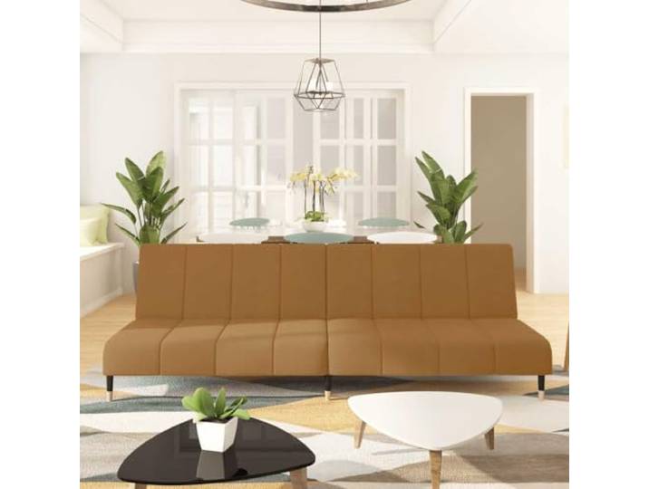 HEFZGDB Schlafsofa 2-Sitzer Braun Samt Bettcouch Gästebett mit Holzrahmen und Samtbezug für Wohnzimmer und Büro