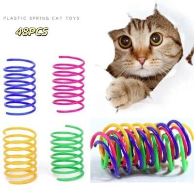Uplifted Finds Colorful High Elasticity Wide Spring Cat Toy Multi Pack 48 Pcs
