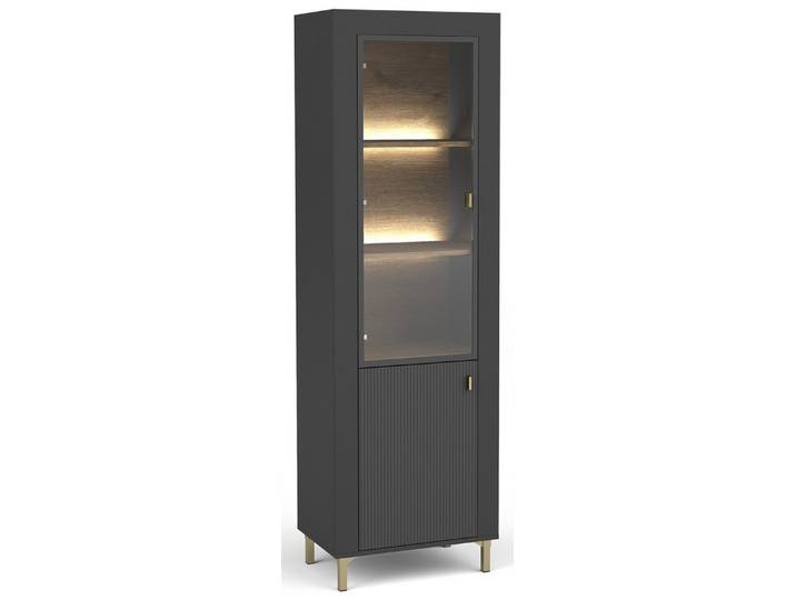 Compleo Vitrine Vitrinenschrank mit Glastüren, gerillte Front TRENDS