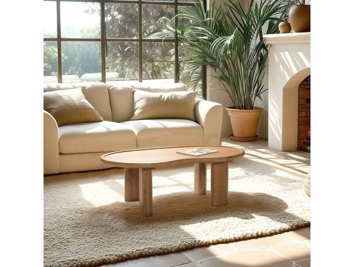AMY - Table basse 120cm forme organique en bois de mindi AMY