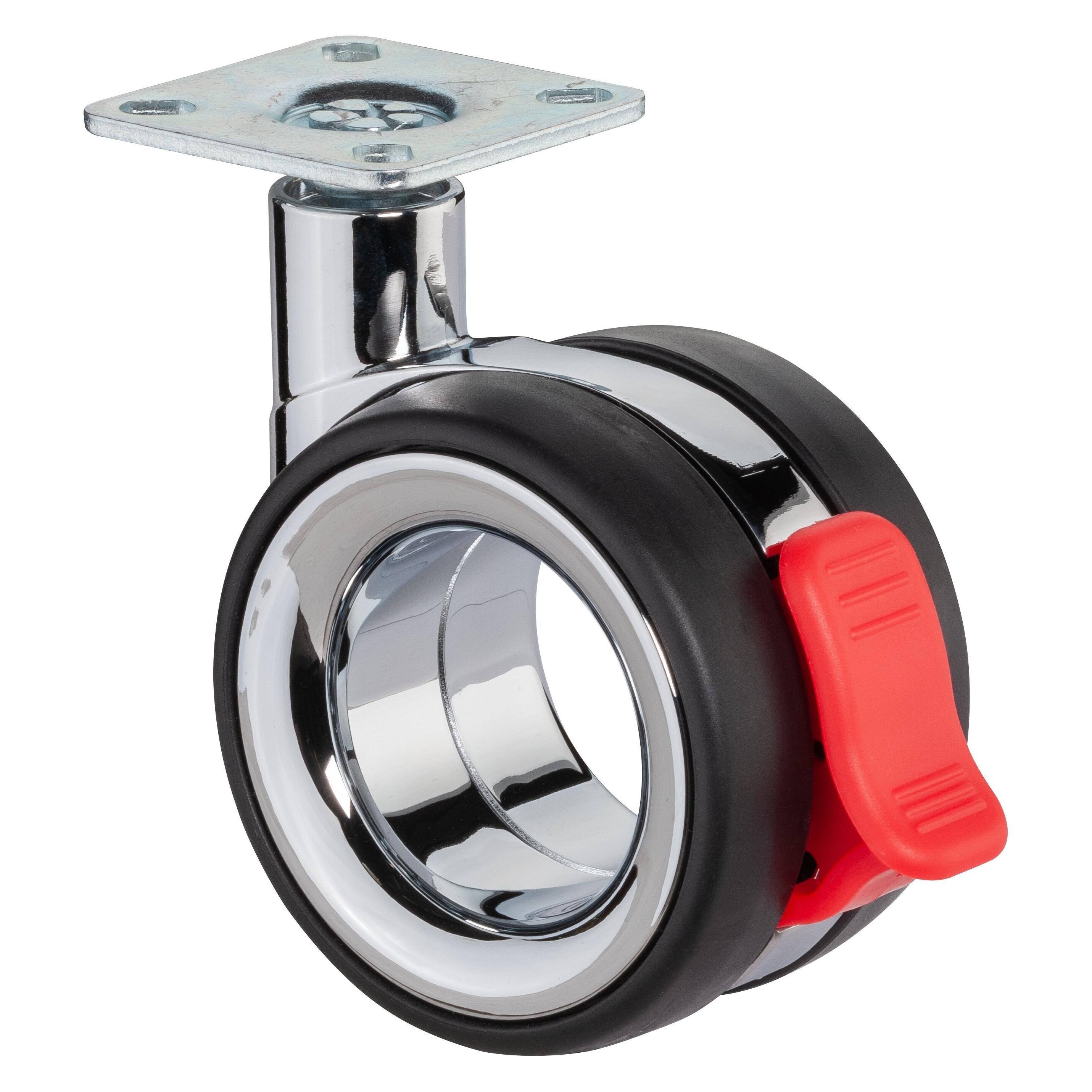 BS Rollen Design-Doppelrolle, mit Feststeller,Rad Ø 75mm, F351, Polyurethan schwarz (228235)