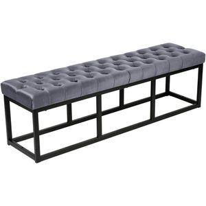 CLP Sitzbank Polson, 318776, bis 200 kg, aus Samt, grau, 150 x 37 cm