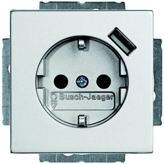 Busch-Jaeger Prise Schuko/USB alusilber 20 EUCBUSB-83 (2CKA002011A6160)