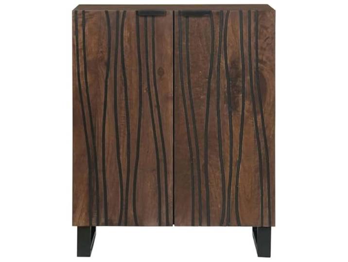 KTHLBRH Anrichte Nussbaum 60 x 33,5 x 75 cm massives Mangoholz 2 Türen, großer Stauraum, Zuggriffe, für Esszimmer oder Wohnzimmer