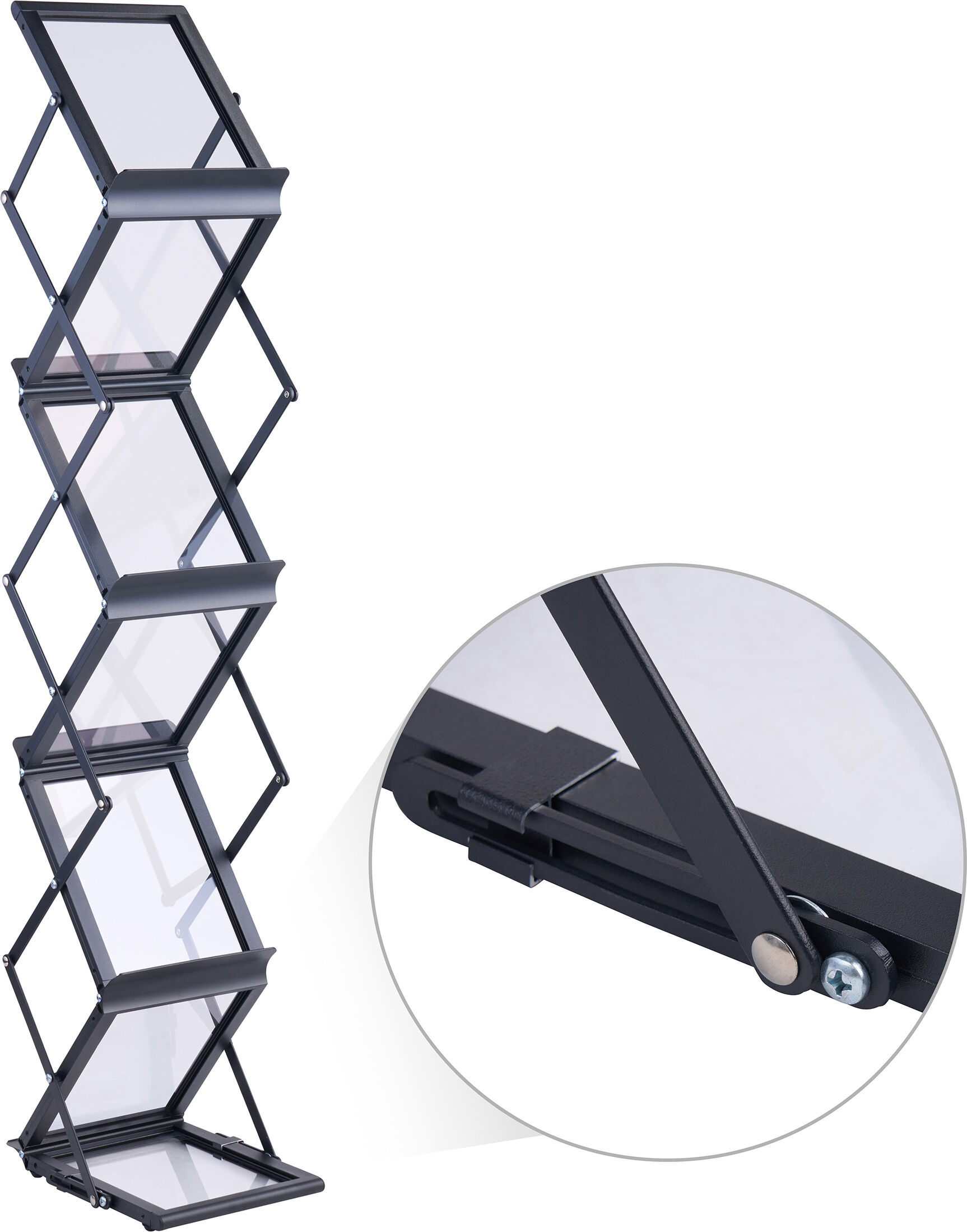 SPRINTIS Présentoir brochures pliable BOSTON 6x A5 avec mallette, noir A5    noir    avec mallette, PS, aluminium