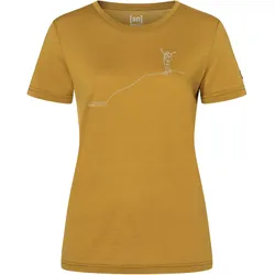 Super Natural, Damen, Sportshirt, W Gipfelglück Tee (L), Braun, Gelb, Grau