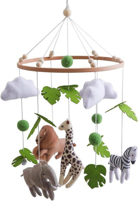 Baby Mobiel met Dierenthema Design voor Visuele Stimulatie - Warmgekleurd - 23 x 23 x 3 cm
