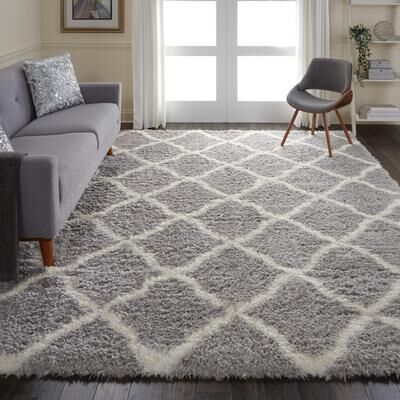 Nourison Ultra Plush Shag Geometric Area Rug