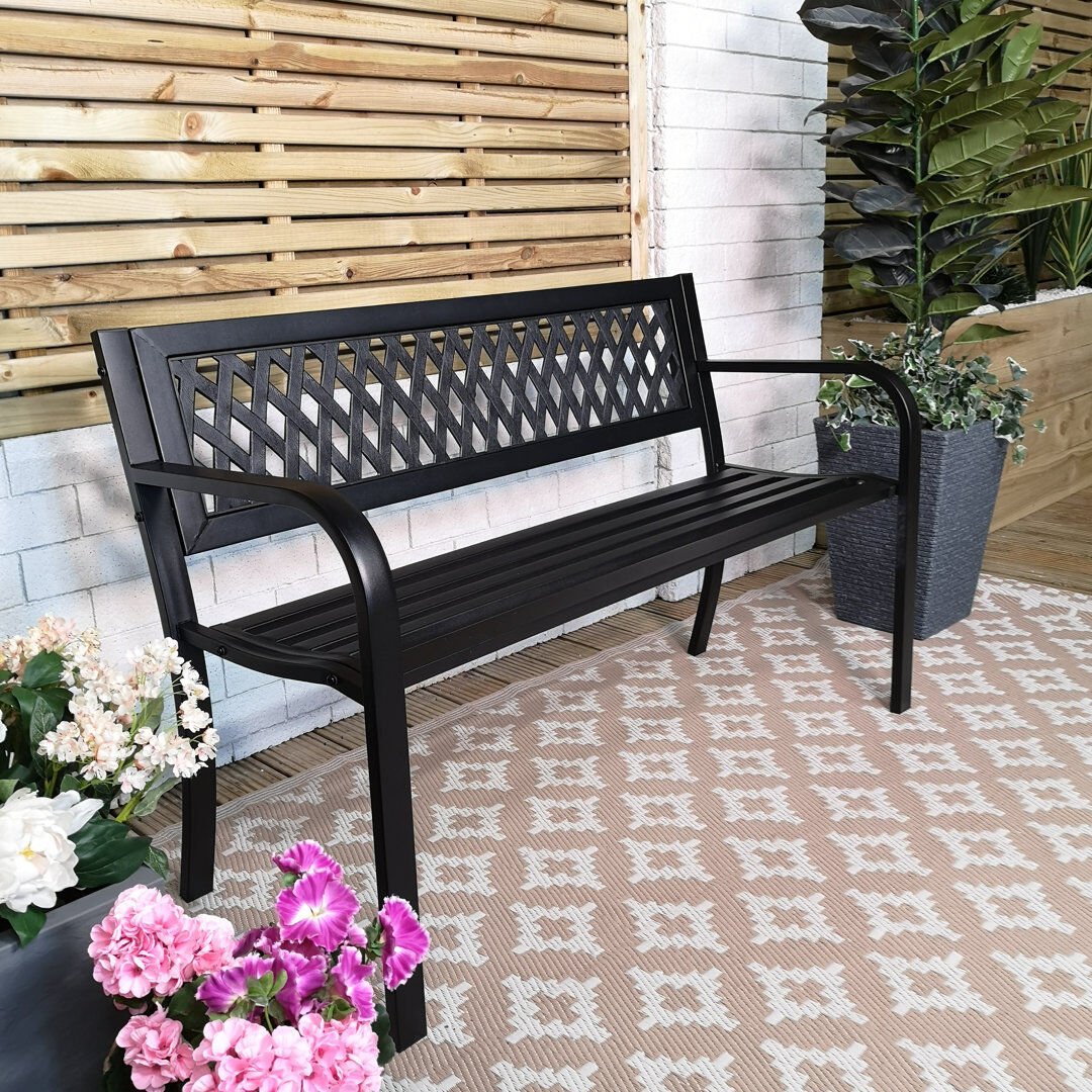 ClassicLiving Bernathy 119 cm W Garden Bench Black 76cm H X 119cm W X 38cm D