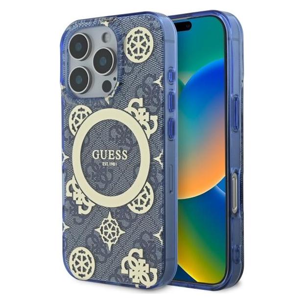 Guess GUHMP16XH4PYEEB iPhone 16 Pro Max 6.9" niebieski/blue hardcase IML Peony On 4G Background Ma (GUE004148-0)