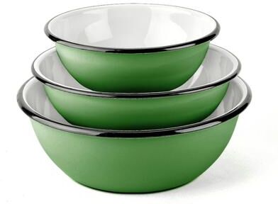 STP Goods Green Grass Enamel Bowl Set of 3