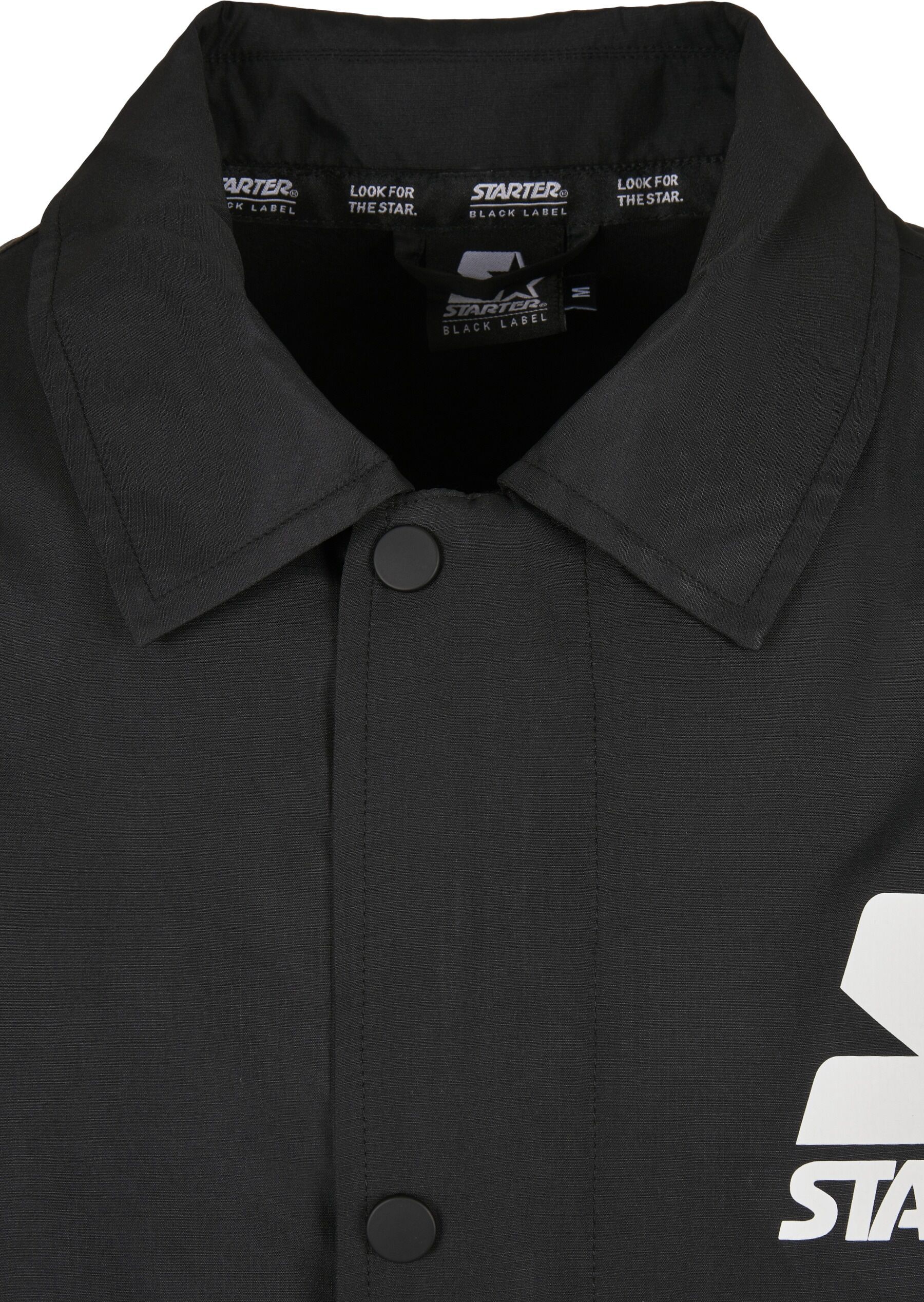 Allwetterjacke STARTER BLACK LABEL "Starter Black Label Herren Starter Coach Jacket", Herren, Gr. S, schwarz, 100% Polyester, unifarben, loose fit, amerikanischer Ausschnitt, Jacken