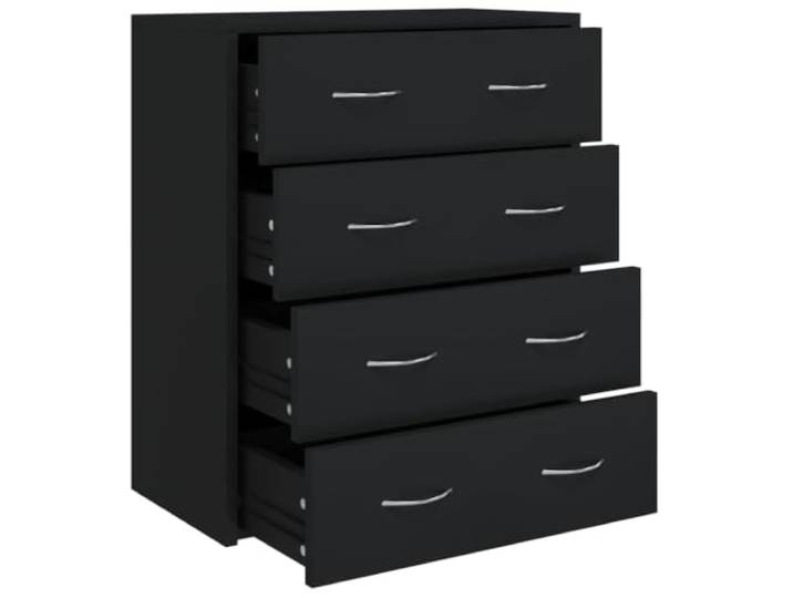 Kaorsrow Kommode mit 4 Schubladen 60x30,5x71 cm Sideboard Schwarz Vielseitiges Beistellregal aus Holzwerkstoff mit 4 leichtgängigen Schubladen für Wohnzimmer, Flur und Büro.