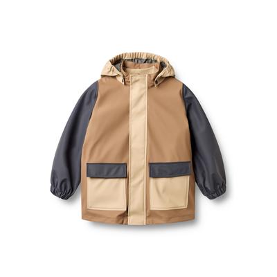 Windbreaker WHEAT "WHEAT Regenbekleidung Otu Jacke", Mädchen, Gr. 104, braun (weiß pepper), 100% Polyester, mehrfarbig, normal, ohne Ausschnitt, Jacken Windbreaker, reflektierend