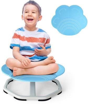 Costway Kids Sensory Swivel Chair Cat Claw 360° Spinning Chair with Non-Slip Metal Base-Blue