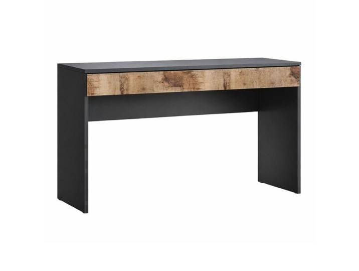Bureau 110 cm avec un tiroir noir graphite et aspect bois antique - SYNERGIE