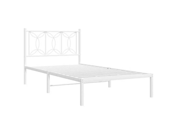 KTHLBRH Bettgestell mit Kopfteil Metall weiß 100 x 190 cm Bettgestell aus Stahl, Lattenrost inklusive, Stauraum, Rückenunterstützung