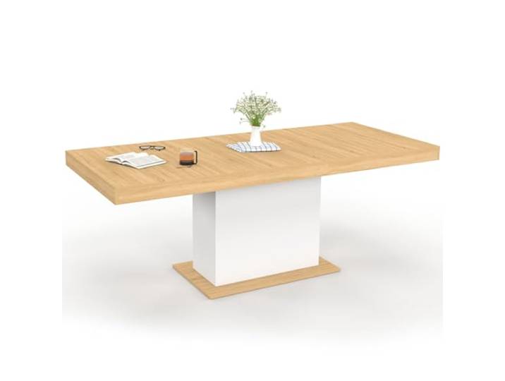 IDMarket - Esstisch, ausziehbar, rechteckig, Eden, für 6-10 Personen, Holz und Weiß, 160 – 200 cm