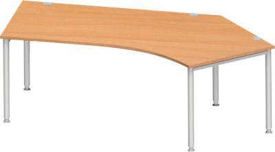 Schäfer Shop Genius Winkelschreibtisch MODENA FLEX 135°, Ansatz rechts, Buche/weißaluminium