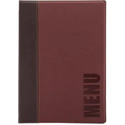 Securit® Speisekartenhülle A4 "Trendy" - Bordeaux - Kunstleder - 4 Sichtseiten