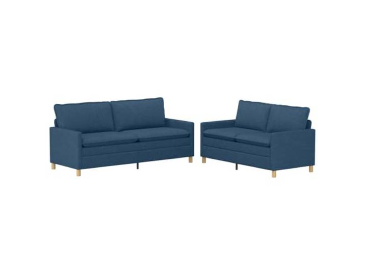 IBUQDDV Sofaset 2 STK Blau Stoff Modernes Wohnzimmer Sofa Minimalistisches Design, Kissenrücken mit Schaumstoff und Faser, Metallrahmen, flache Armlehnen, abnehmbare Bezüge