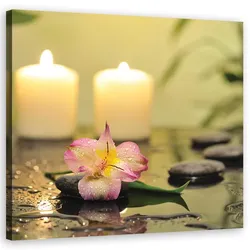 WANDBILD kerzen und orchidee