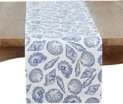 Saro Lifestyle "Seaside Sea Shells Table Runner - 14""x72"""