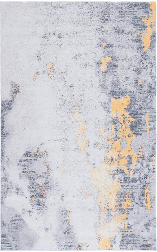 Blue Elephant Tacoma Slate Machine Washable Area Rug In Grey & Gold Gold Rectangle 152 x 244cm