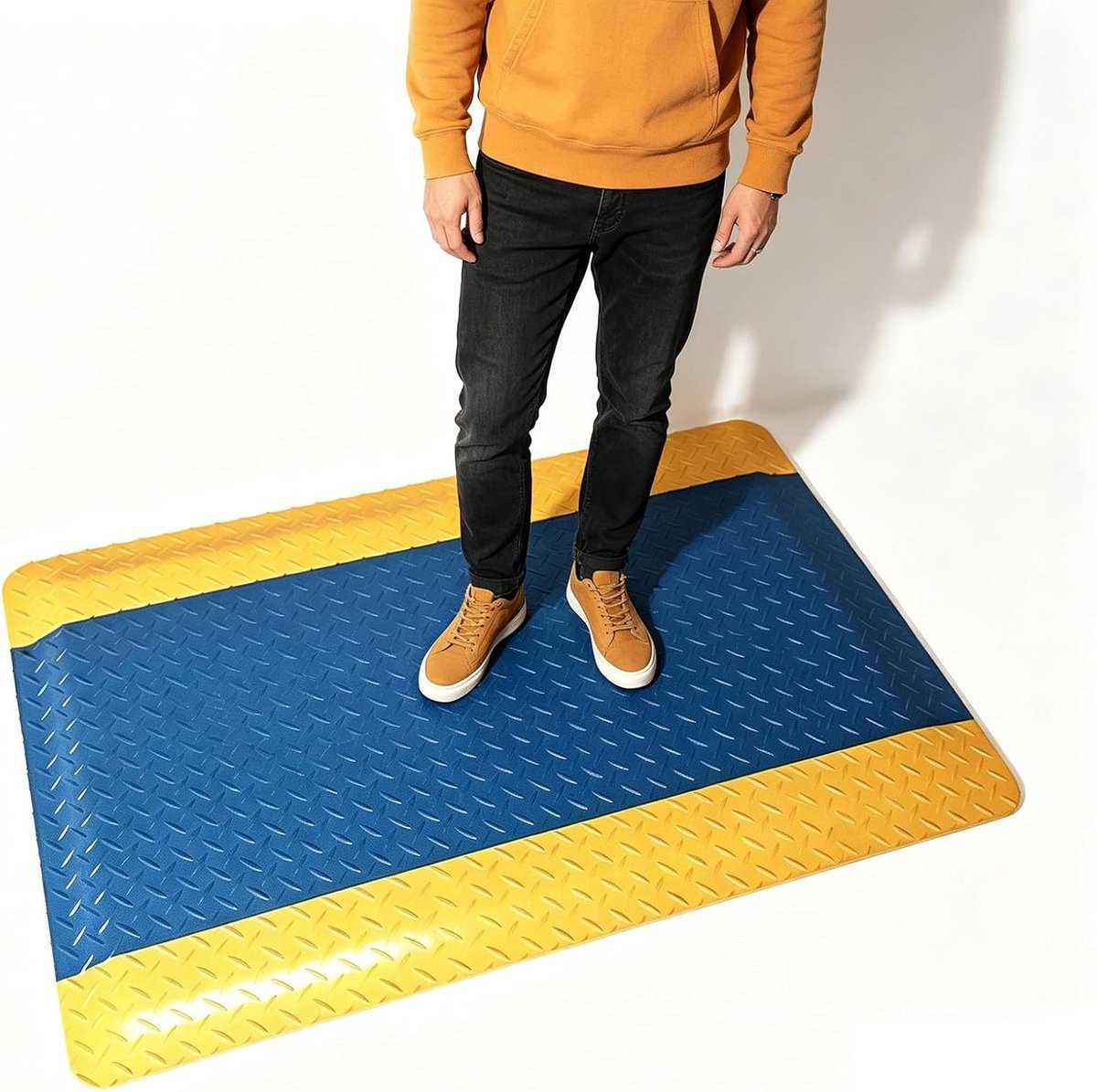 Ergonomische Anti-Vermoeidheidsmat Blauw - Comfortmat voor Sta Bureau - Schokabsorberend Schuim - Breedte: 50 cm, Lengte: 180 cm