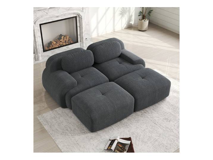 Odikalo 2-Sitzer modular kombinierbar Schlafsofa Polstersofa, 2-Sitzer-Sofa aus Cordstoff, modular kombinierbar mit Chaiselongue, rutschfest, ergonomische Armlehnen und hochelastische Polsterung für Wohnzimmer und Schlafzimmer, Mehrfarbig