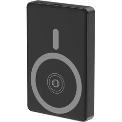 Gembird Bezprzewodowy powerbank magnetyczny 15W z wyświetlaczem LCD, 10000 mAh, czarny (10000 mAh, 20 W), Powerbank, Schwarz
