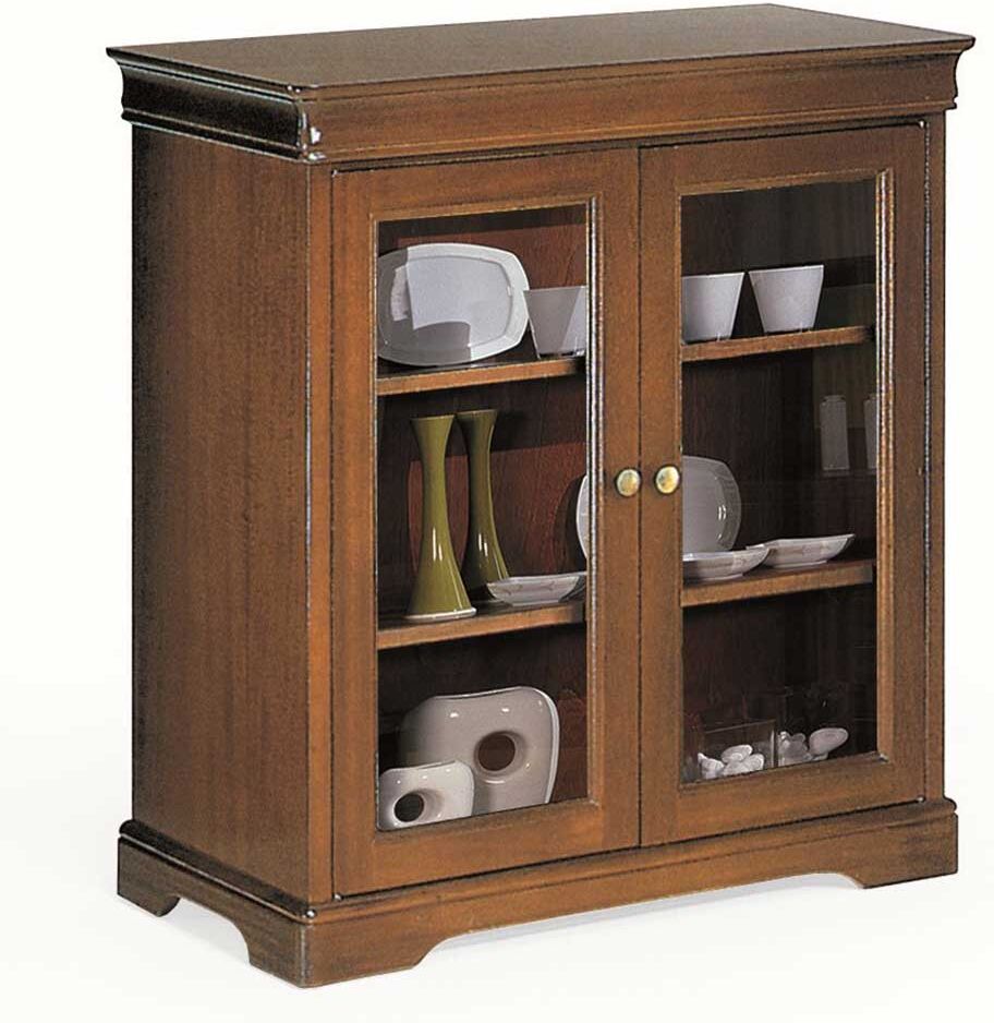 Pharao24.de Kleiner Vitrinenschrank im klassischen Stil zwei Glastüren