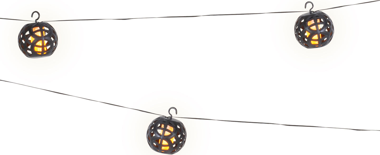 Lumineo LED-solarverlichting lichtketting met bolletjes en vlammensimulatie, warmwit, 1,75 meter