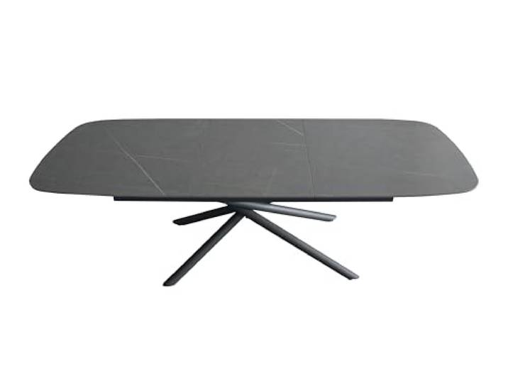 SAM Keramiktisch Melodie 180(240)x90 cm grau matt Mikado schwarz Keramikplatte, ausziehbar, Metallgestell, pflegeleichter Esstisch/Esszimmertisch
