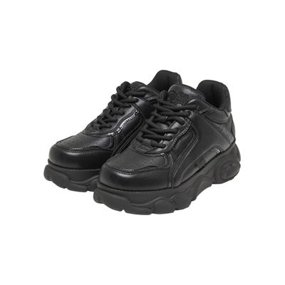 Trainingsschuh BUFFALO "Buffalo CLD ECHO - VEGAN NAPPA/PATENT", Damen, Gr. 39, schwarz, Kunstfaser, unifarben, Schuhe