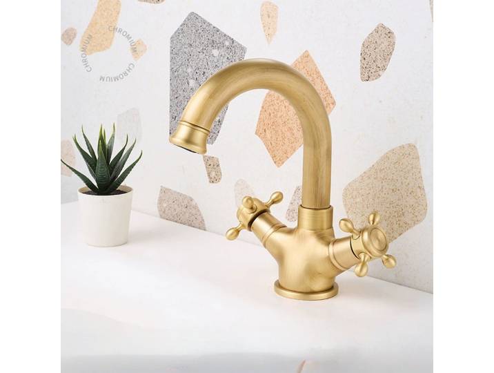 Robinet de salle de bain en bronze antique, robinet de lavabo rouge, robinet de lavabo en cuivre, robinet d'eau chaude et froide, robinet de lavabo noir doré