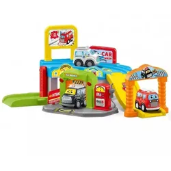 Builder Track: Lustige interaktive Tankstelle mit 2 kleinen Autos – mit Musik und Lichteffekten