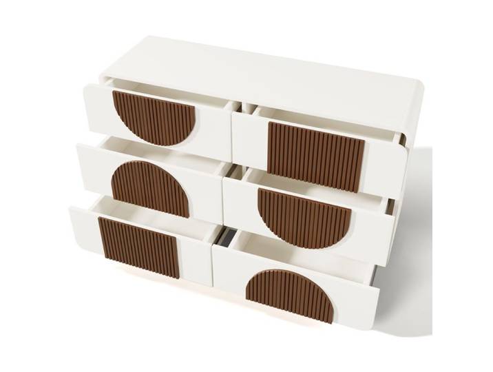 VLIVRA Commode avec 6 Tiroirs et Sécurité Anti-basculement - pour Chambre ou Salon - en Bois - 121×41×71 cm - Blanc
