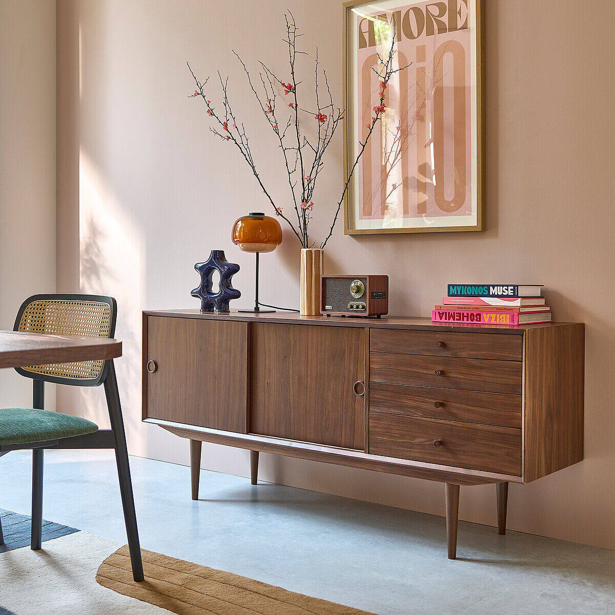 LA REDOUTE INTERIEURS Buffet vintage 2 portes, 4 tiroirs, Quilda