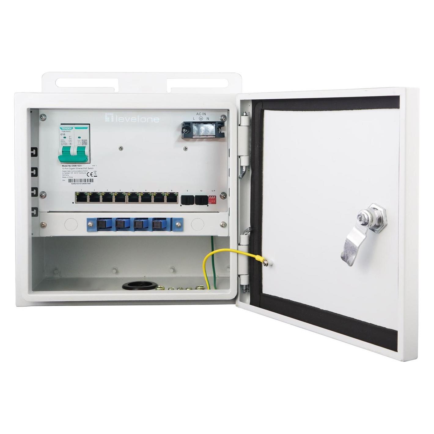 LevelOne Switch 10x GE OSW-1031, 8x Outputs 802.3at/af PoE (8 Ports) (OSW-1031)