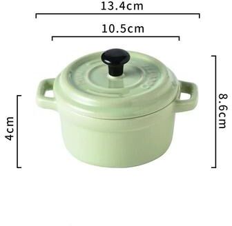 Uplifted Finds 200ML Mini Ceramic Casserole Dish Oven Safe Ramekin With Lid & Handles green