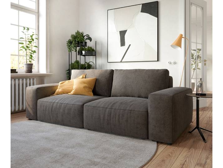Big-Sofa Lanzo 230x95 cm Mikrofaser Khakibraun, Big Sofas