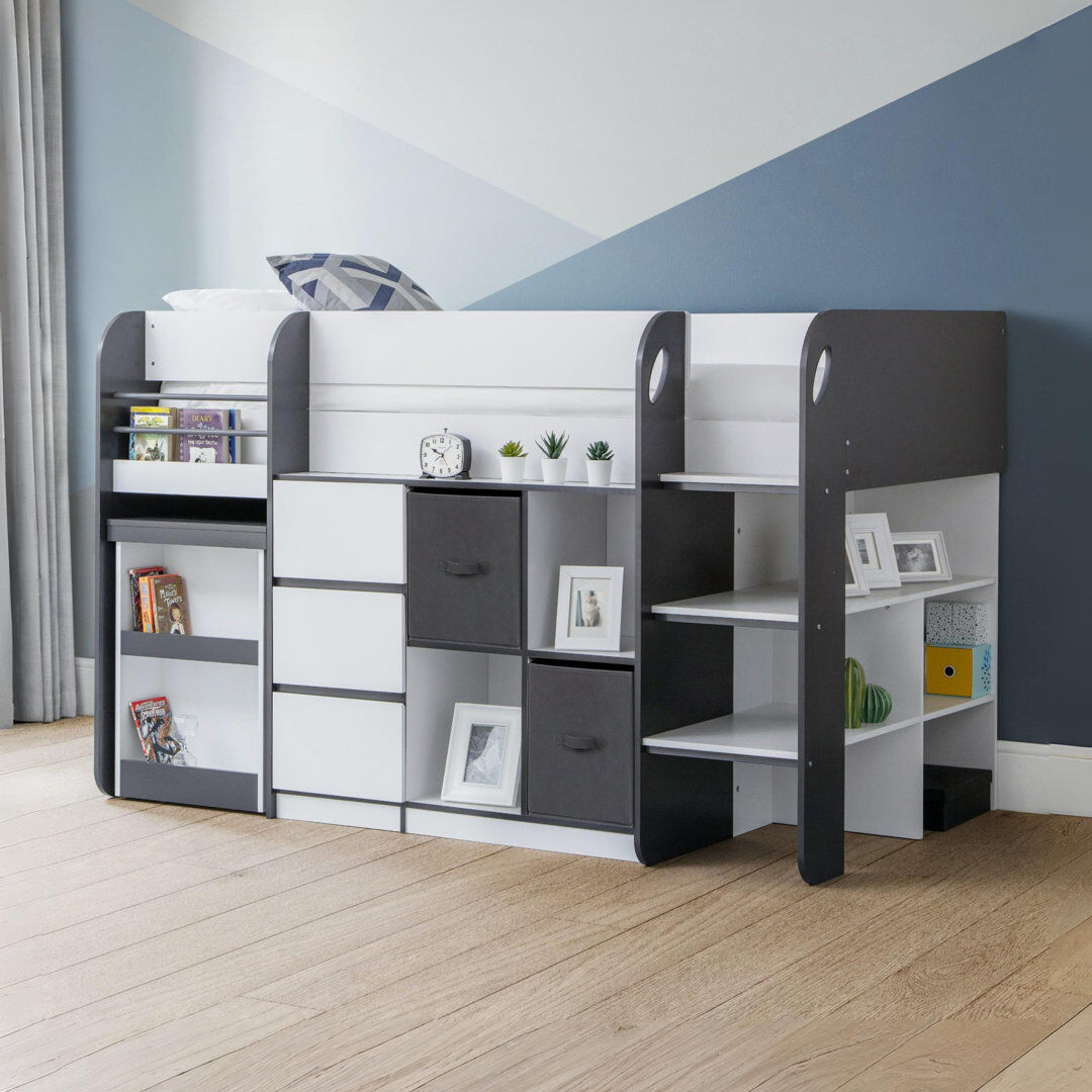 Isabelle & Max Fia Storage Kids Bed Charcoal/White UK Single - DE 90 x 190 cm
