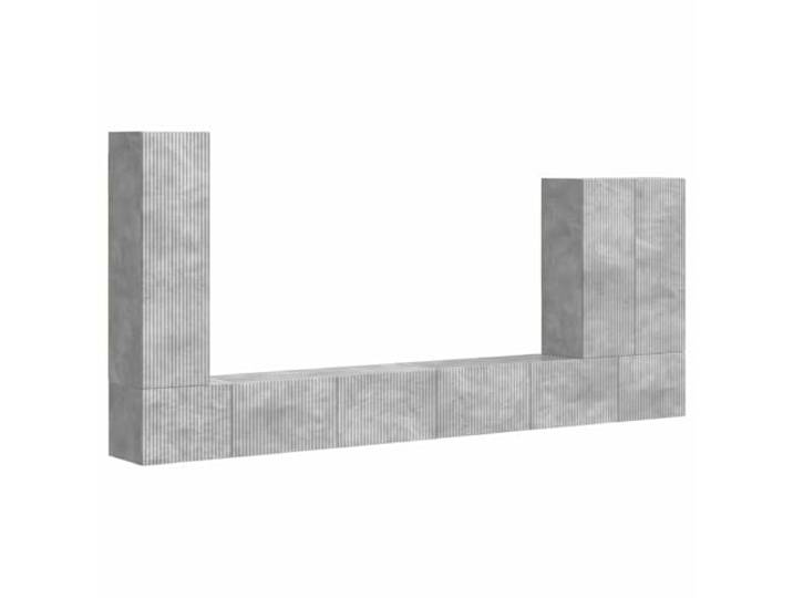 Roanoer TV Board Set 6-teilig Wandmontiert Hängeschrank Beton-Grau Flexibles 6-teiliges Wandmöbel für Wohnzimmer und Schlafzimmer mit integriertem USB-Anschluss und reichlich Stauraum.