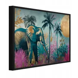 BILDER mit Rahmen Elefant Dschungel Bunt 150x100 cm