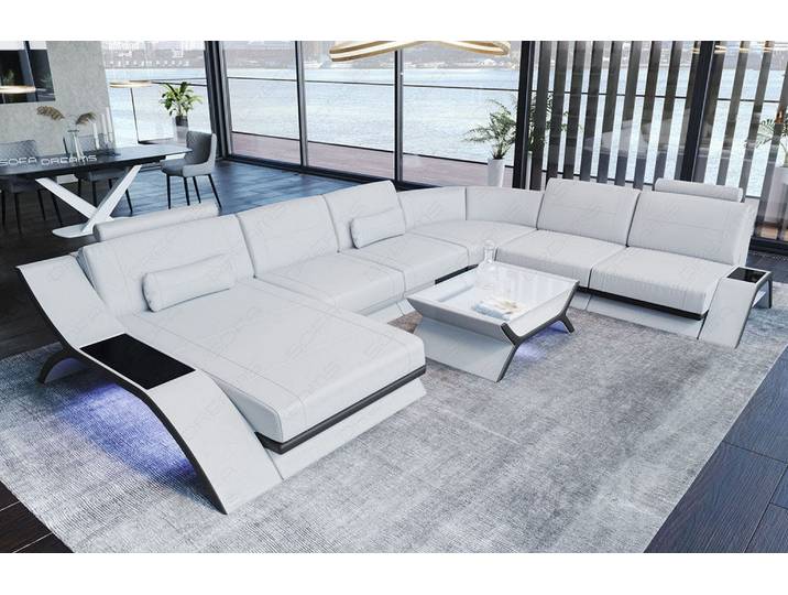 XXL Wohnlandschaft Calabria U-Form in Leder