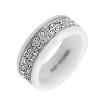 Fingerring JUST "Perette, langlebig" Gr. 56, weiß, Fingerringe, Damen, 56, Keramik, Fingerring